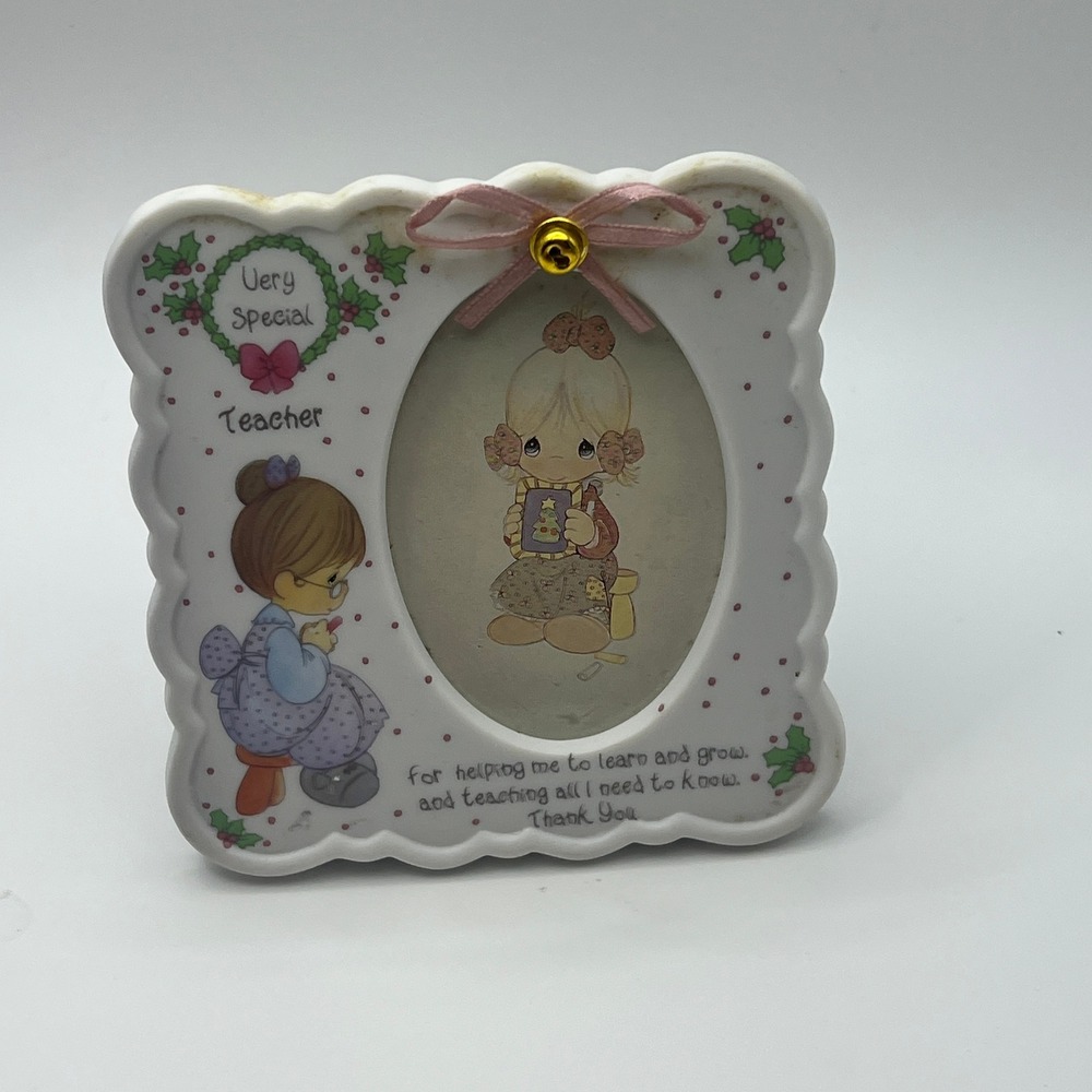 Precious Moments Very Special Teacher Frame Vintage Kitsch Cottagecore Pink